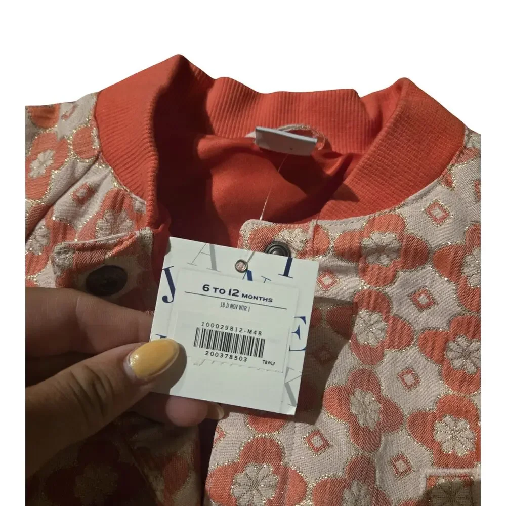 Janie & Jack Floral Bomber Jacket Size: 6-12M New